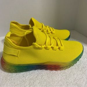 *Wanted Shoes Women's Size 7.5 Affinity” Yellow Rainbow Sole Multicolor‎ Sneaker